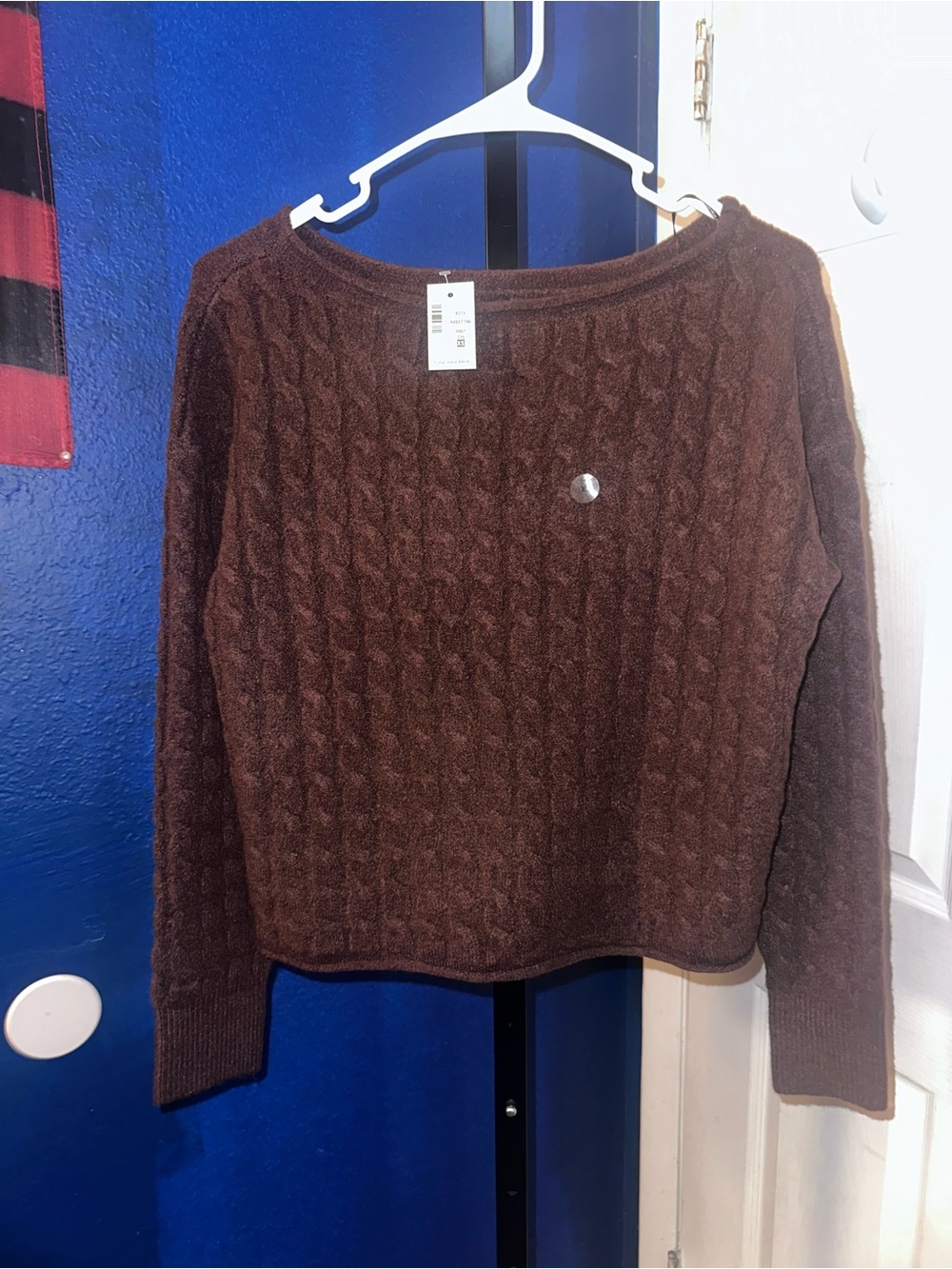 Aeropostale Brown Cable-Knit Crewneck Sweater